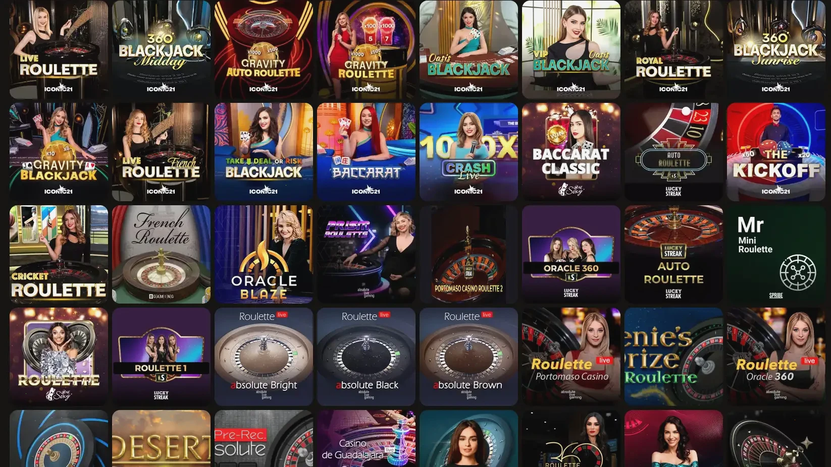Batery Casino game lobby showing slots and live dealer tables