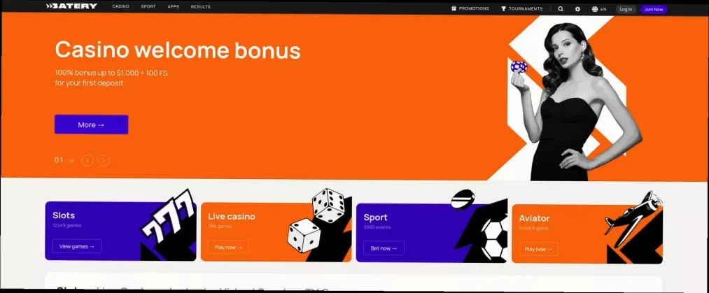 Batery Casino Up to 5,000 CAD + 225 Free Spins